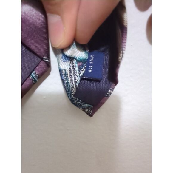 Stafford Tie Mens Floral Graphic Silk Necktie Multicolor Purple 100%‎ Silk - Picture 5 of 7